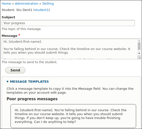 Send a message to a student