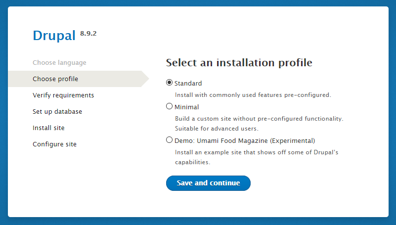 Choose the installation profile