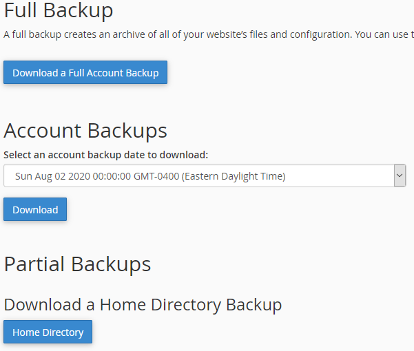 File backups with cpanel