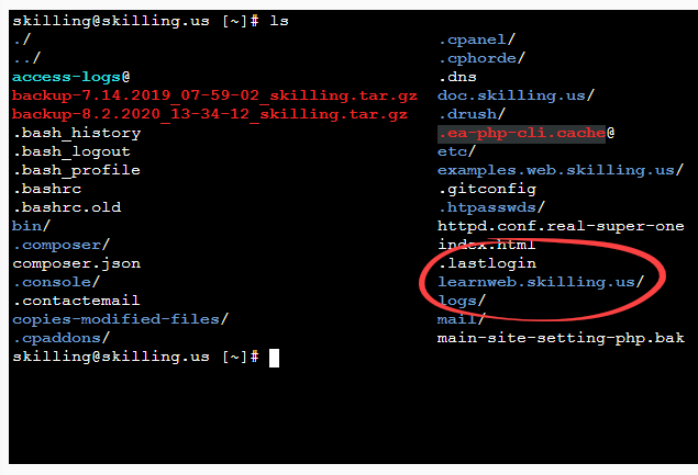 Subdomain root folder in file list