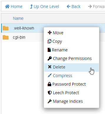 Remove a folder in cPanel's File Manager